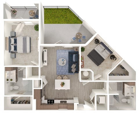 a floor plan of a house with a bedroom and a living room